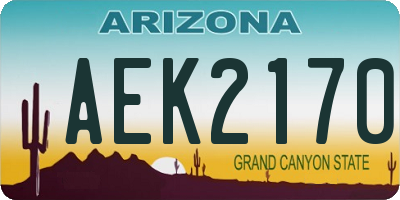 AZ license plate AEK2170