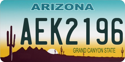AZ license plate AEK2196