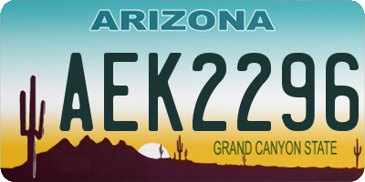 AZ license plate AEK2296