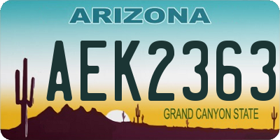 AZ license plate AEK2363