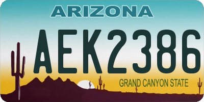 AZ license plate AEK2386