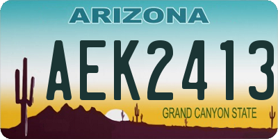 AZ license plate AEK2413