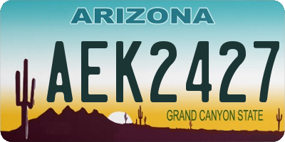 AZ license plate AEK2427