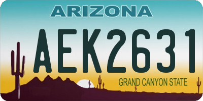 AZ license plate AEK2631