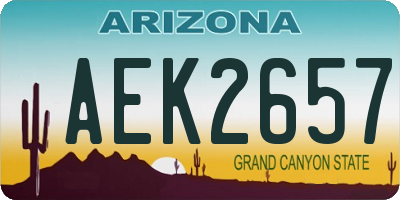 AZ license plate AEK2657