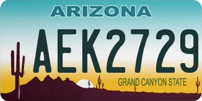 AZ license plate AEK2729