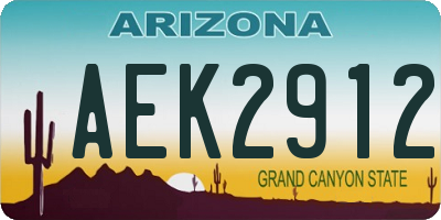 AZ license plate AEK2912