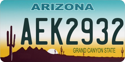 AZ license plate AEK2932