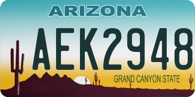 AZ license plate AEK2948