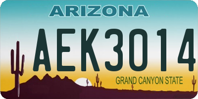AZ license plate AEK3014