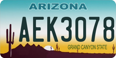 AZ license plate AEK3078