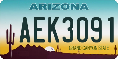 AZ license plate AEK3091