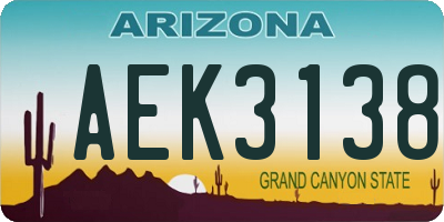 AZ license plate AEK3138