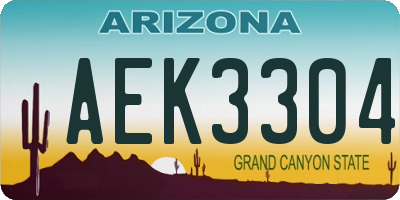 AZ license plate AEK3304