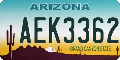 AZ license plate AEK3362