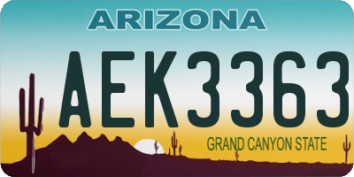 AZ license plate AEK3363