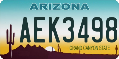 AZ license plate AEK3498