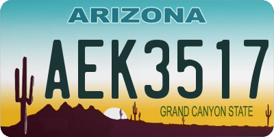 AZ license plate AEK3517