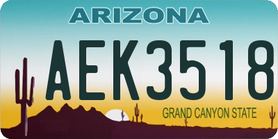 AZ license plate AEK3518