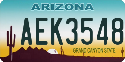 AZ license plate AEK3548