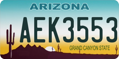 AZ license plate AEK3553