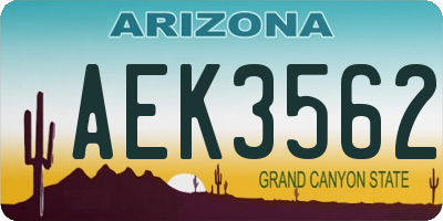 AZ license plate AEK3562