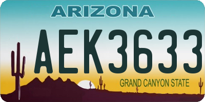 AZ license plate AEK3633