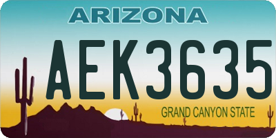 AZ license plate AEK3635