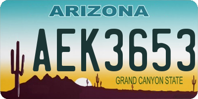 AZ license plate AEK3653