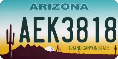 AZ license plate AEK3818
