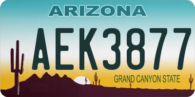 AZ license plate AEK3877