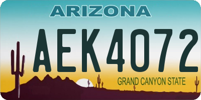 AZ license plate AEK4072