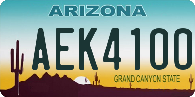 AZ license plate AEK4100
