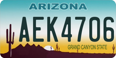 AZ license plate AEK4706