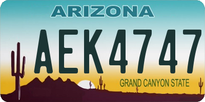 AZ license plate AEK4747