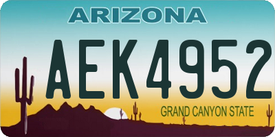 AZ license plate AEK4952