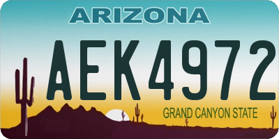 AZ license plate AEK4972