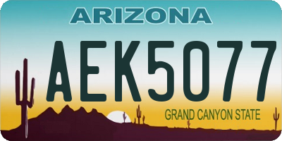 AZ license plate AEK5077