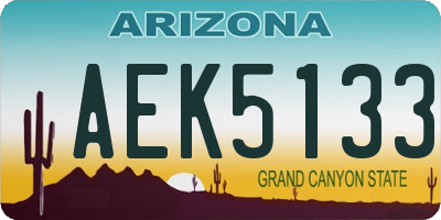 AZ license plate AEK5133