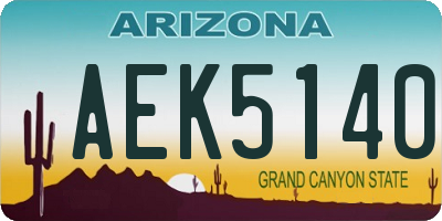AZ license plate AEK5140