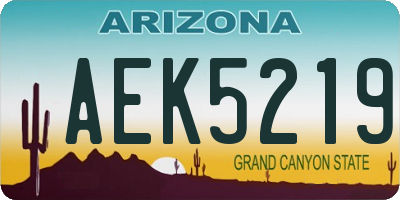 AZ license plate AEK5219