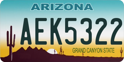 AZ license plate AEK5322