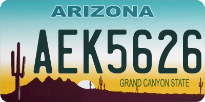 AZ license plate AEK5626