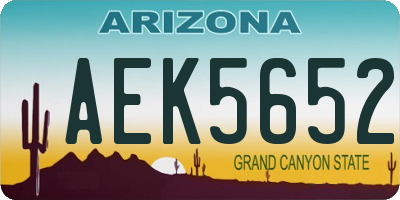 AZ license plate AEK5652