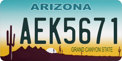 AZ license plate AEK5671