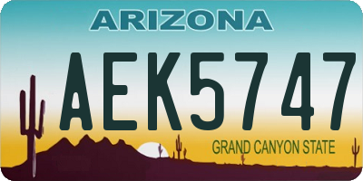 AZ license plate AEK5747