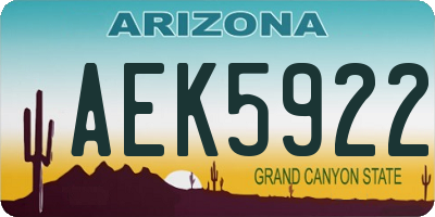 AZ license plate AEK5922