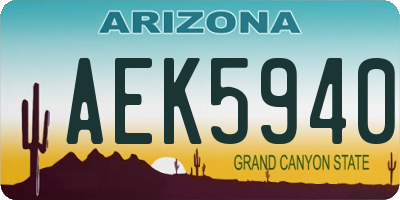 AZ license plate AEK5940