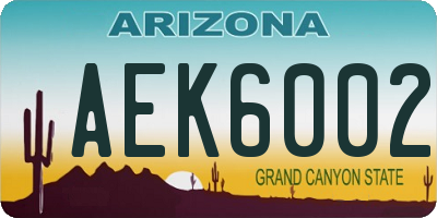 AZ license plate AEK6002