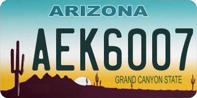 AZ license plate AEK6007